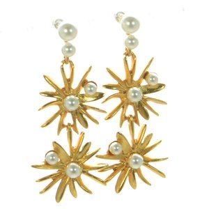 Oscar de la Renta Classic Pearl Starburst Drop Earrings